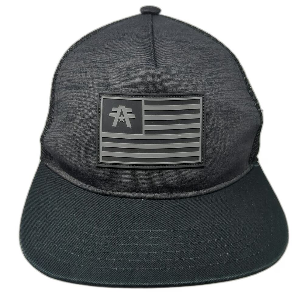 American Fighter Trucker Hat Black One Size Mesh Back Rubber Patch Snapback